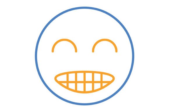 Bring Your Projects to Life with the Grinning Emoji Blue Orange Line Icon