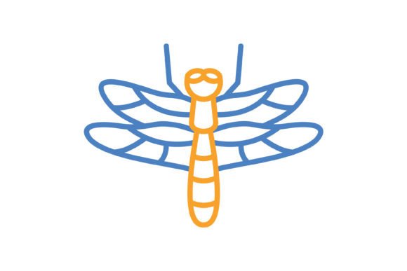 Elevate Your Designs with the Dragonfly Blue Orange Line Icon Collection