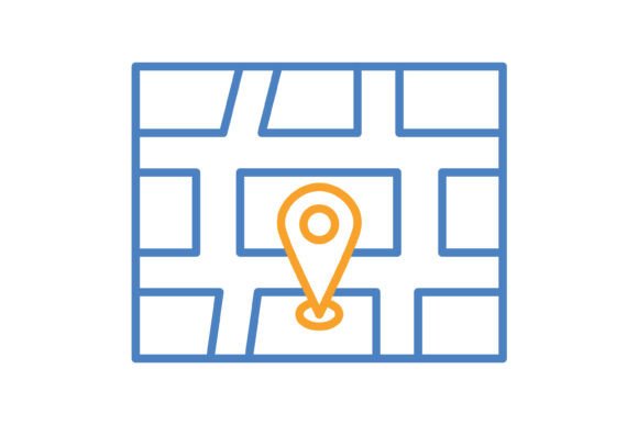 GPS Blue Orange Line Icon: A Versatile Design Asset