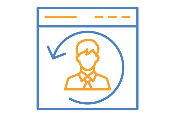 Returning Visitor Blue Orange Line Icon: Streamlining User Recognition Across Digital Platforms